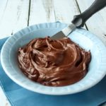 Chocolate Sour Cream Frosting in blue bowl