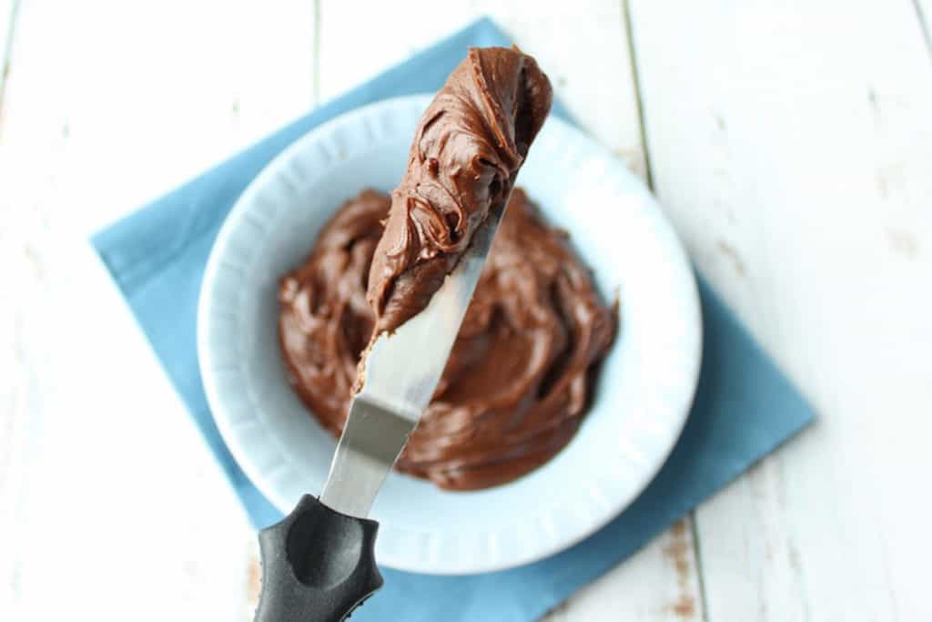 Spatula with chocolate frosting
