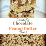 chocolate peanut butter bars on plate and in pan
