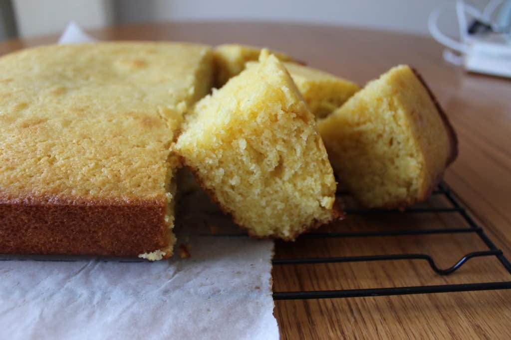 Baked pieces of sweetened cornbread
