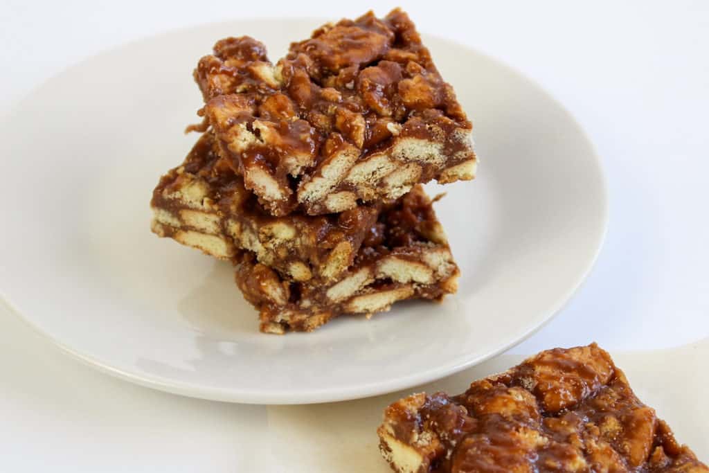 No Bake Squares on White Plate
