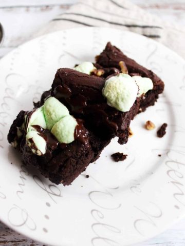 2 Rocky Road Brownies on a Plate