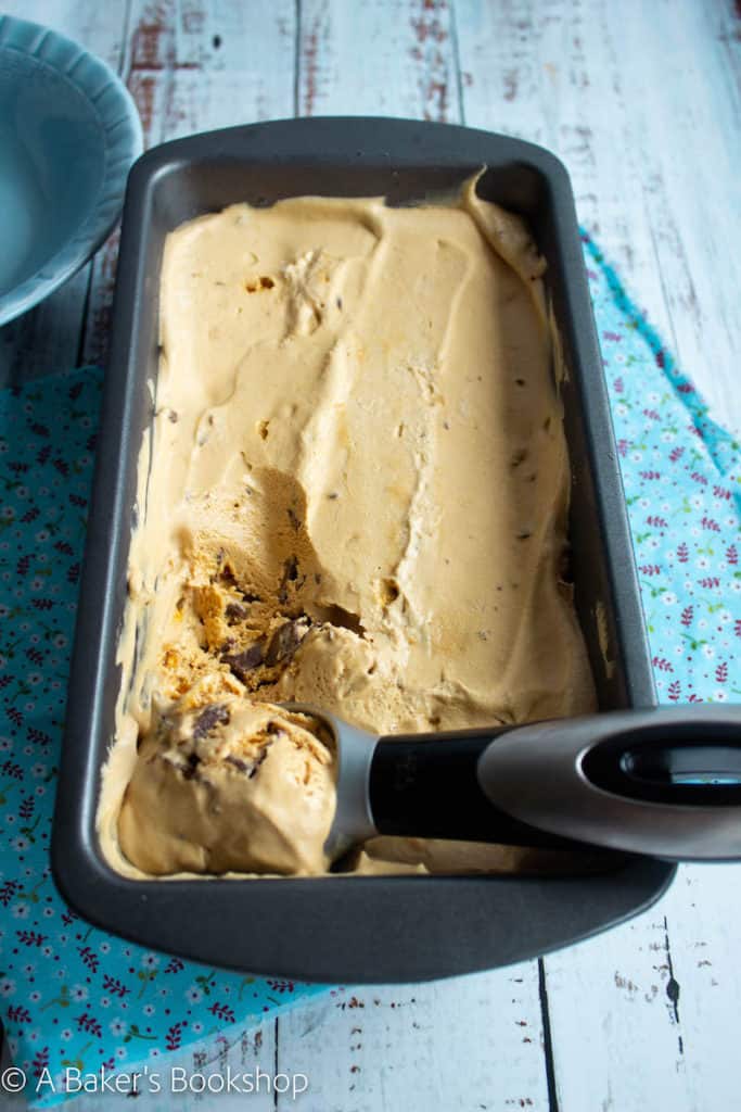 scooping out the crunchie ice cream