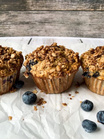 three oat muffins in a row