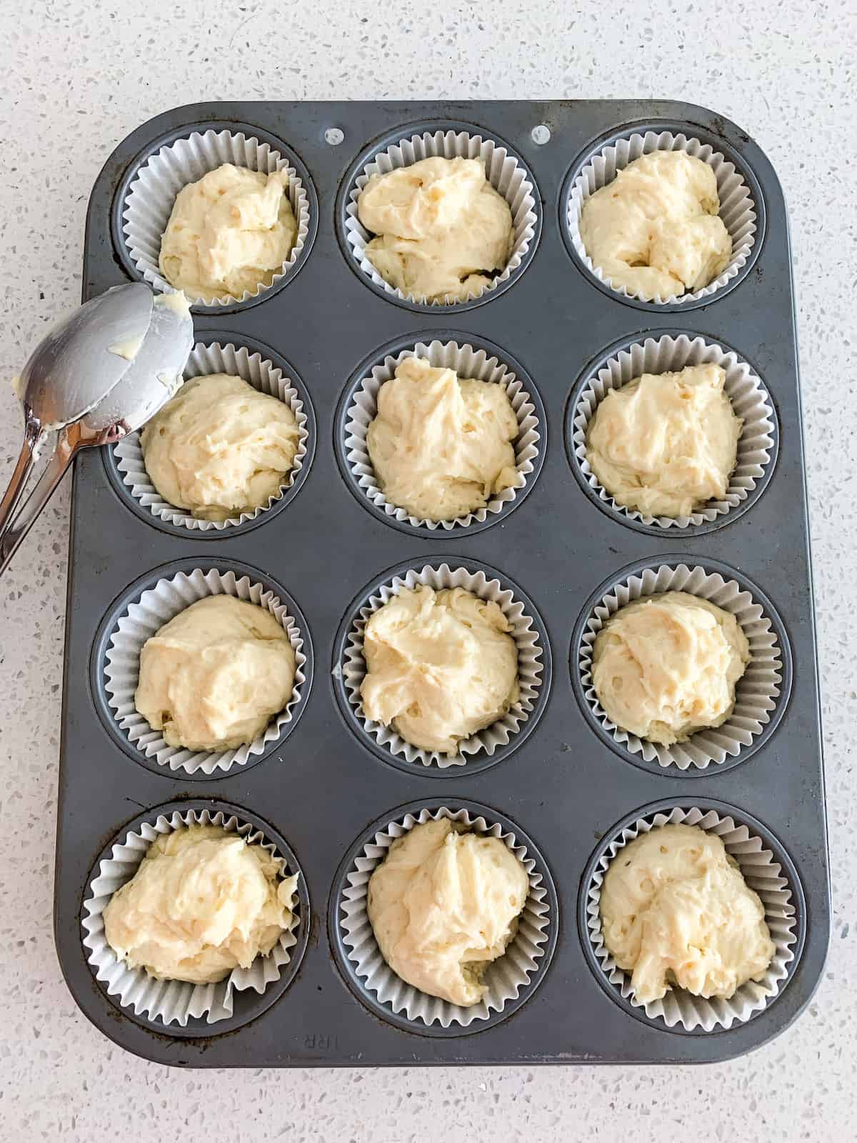 cupcake batter in muffin pan