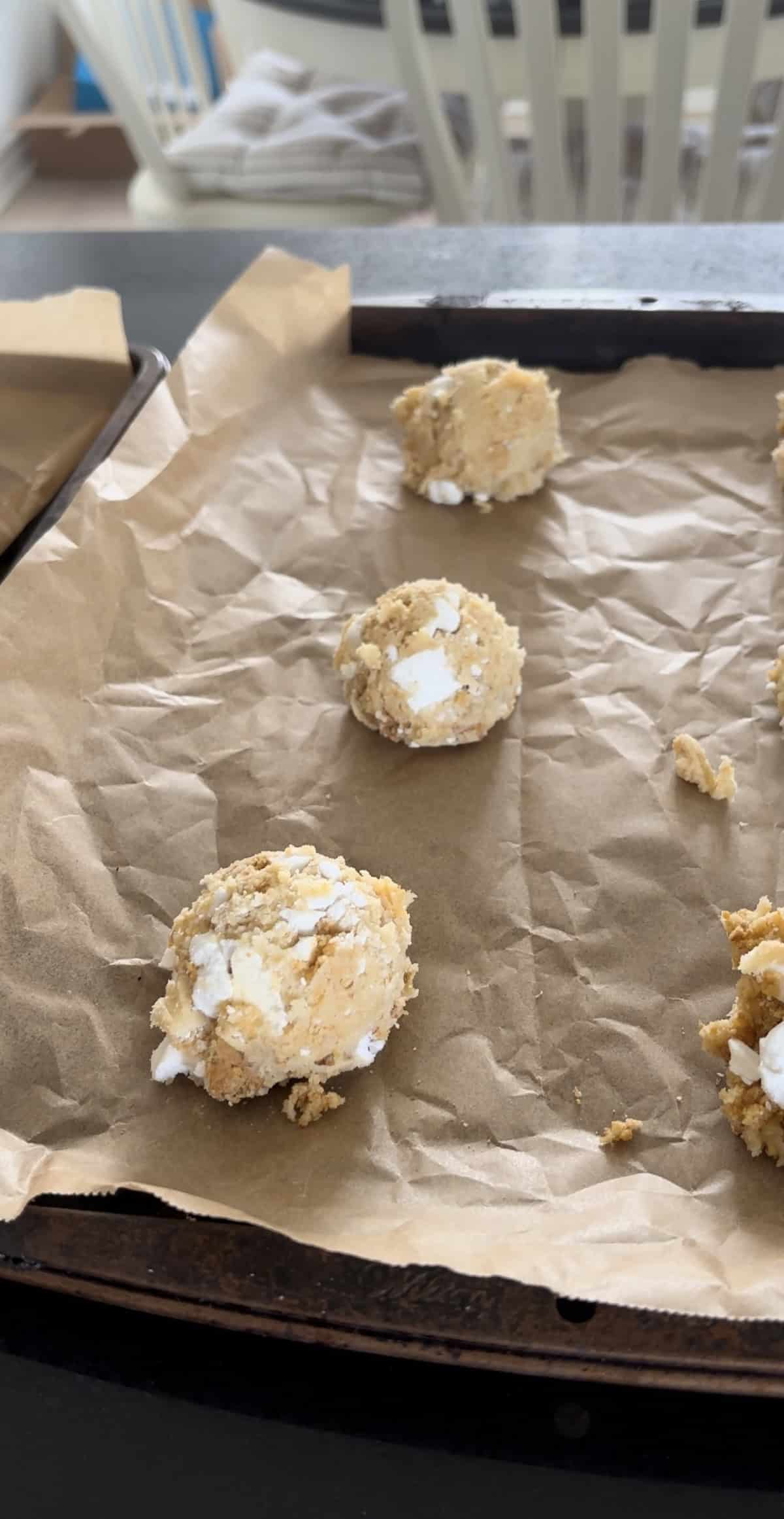 Lemon meringue pie cookie dough on cookie sheet
