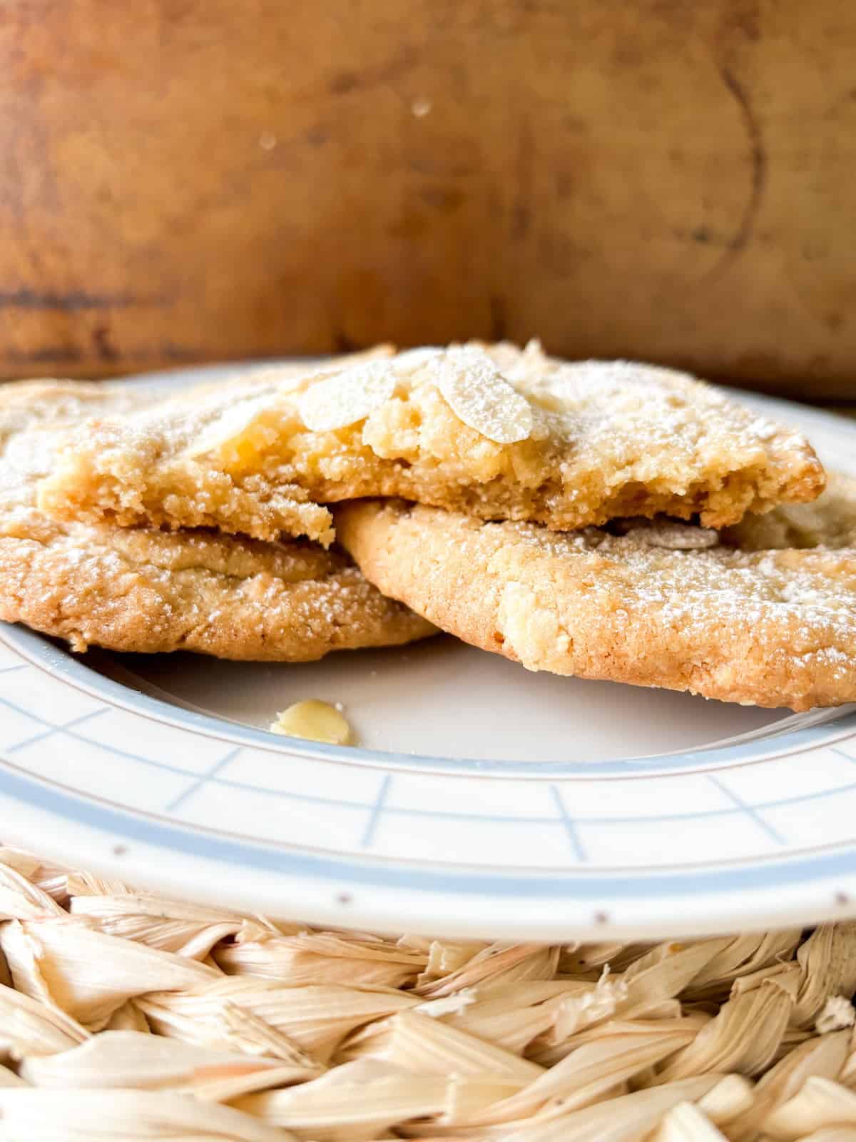 The inside of an almond cookie.