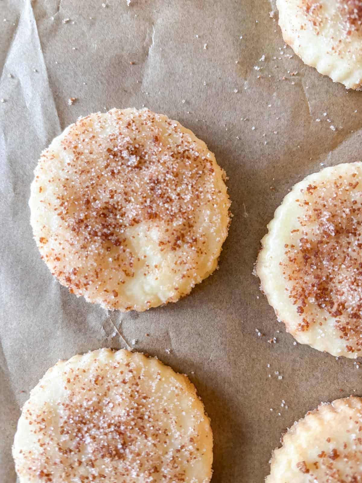 cinnamon shortbread cookie on parchment paper