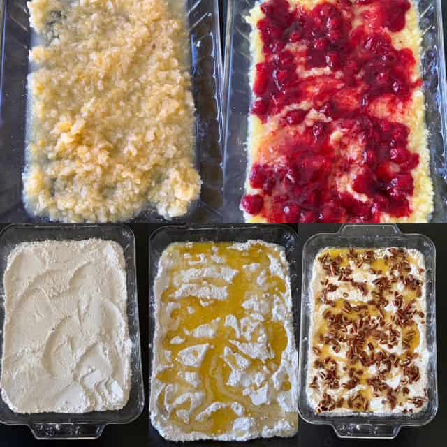 5 steps of the six layer cake