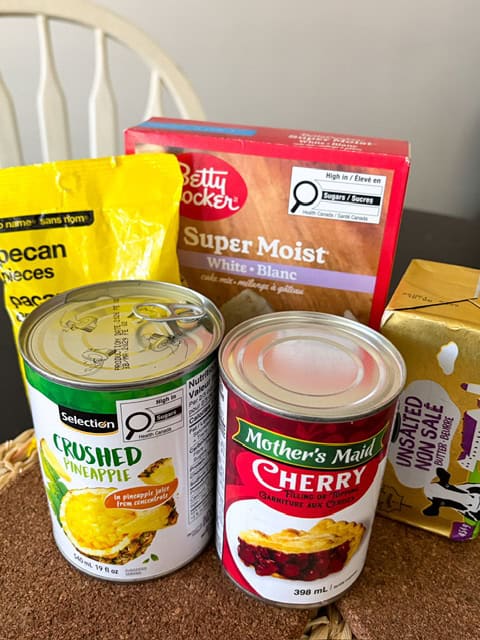 ingredients for pineapple cherry dump cake