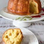 sliced apple cake on white plate